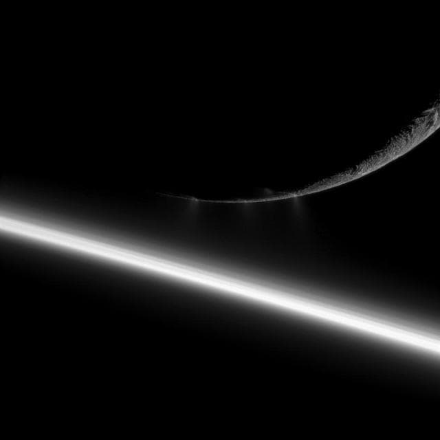 NASA image: Looming Enceladus