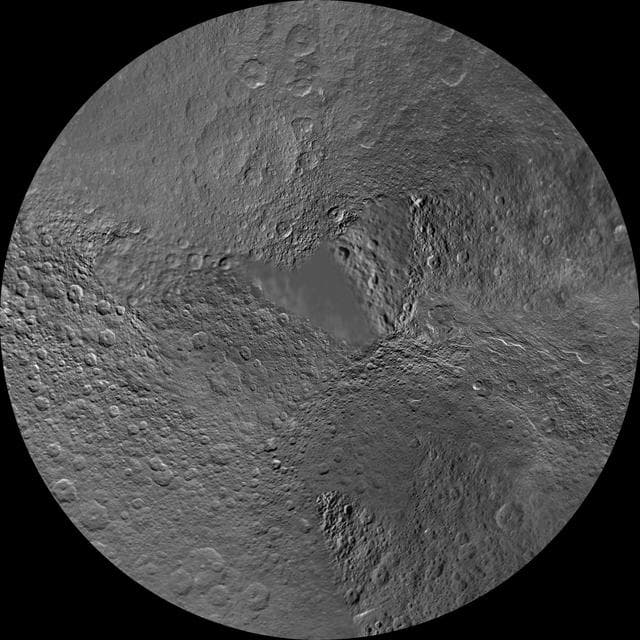 NASA image: Rhea North Polar Map - November 2009