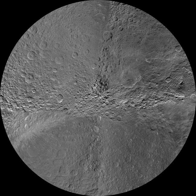 NASA image: Rhea South Polar Map - November 2009