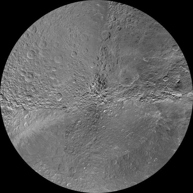 NASA image: Rhea South Polar Map - January 2011