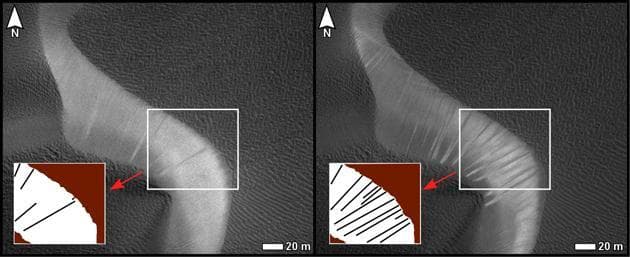 NASA image: Changes on Dune Slip Face, Nili Patera, Mars