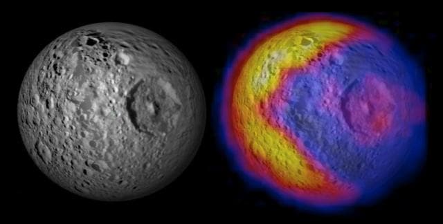 NASA image: Bizarre Temperatures on Mimas