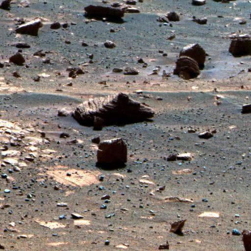 NASA image: First Image from a Mars Rover Choosing a Target, False Color