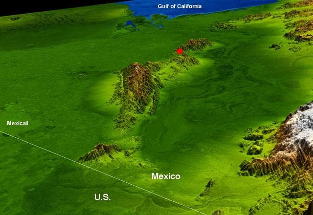 NASA image: Baja Earthquake Perspective View