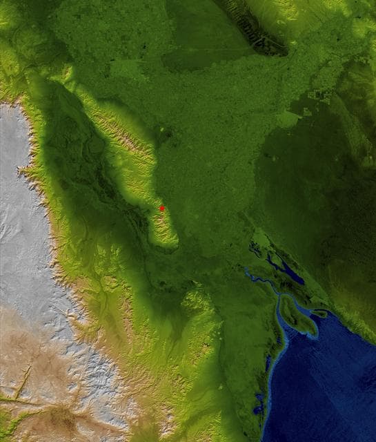 NASA image: Baja Earthquake, Radar Image and Colored Height