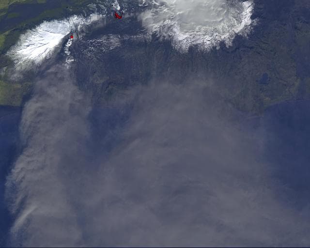 NASA image: NASA Satellite Tracks Continued Eruption of Iceland Volcano