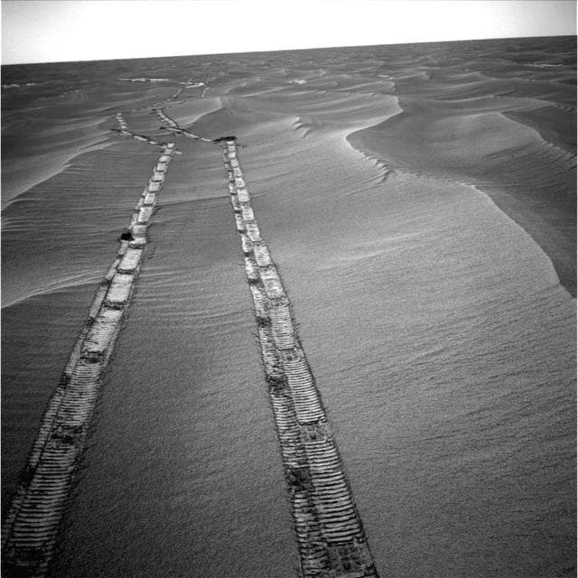 NASA image: Opportunity Looks Back After Hop to a New Pad