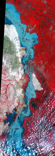 NASA image: ASTER Maps Continued Pakistan Flooding False Color