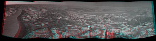 NASA image: Cambridge Bay Outcrop Examined by Opportunity Stereo