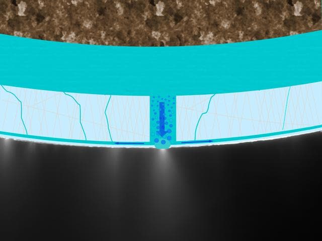 NASA image: Proposed Perrier Ocean for Enceladus
