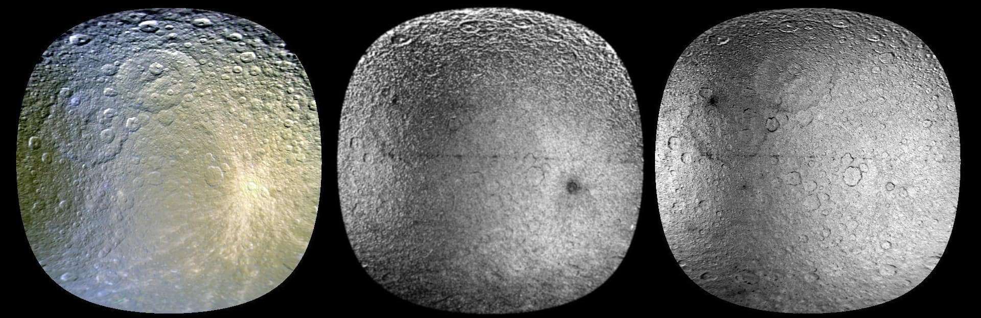 NASA image: Tinted Rhea