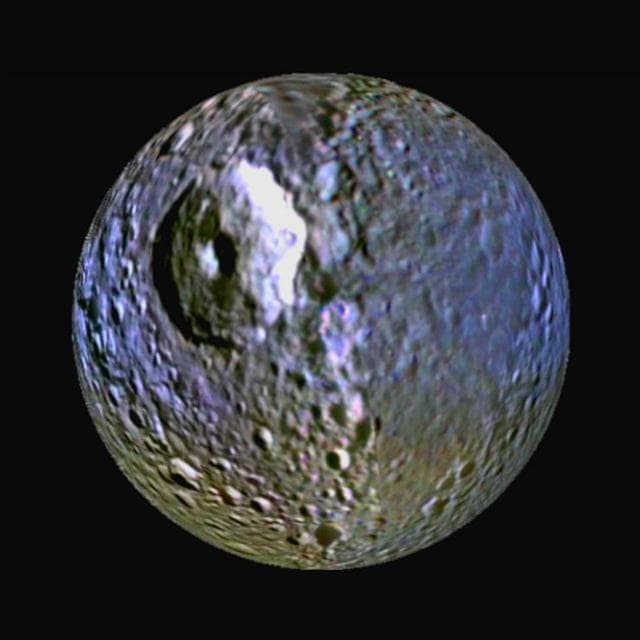 NASA image: Mimas Blue Streak