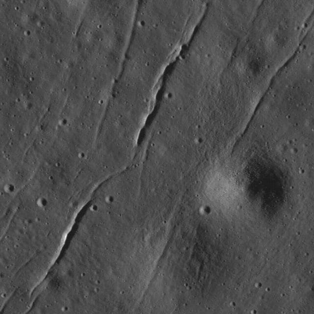 NASA image: Fractures in the mare of Tsiolkovskiy Crater