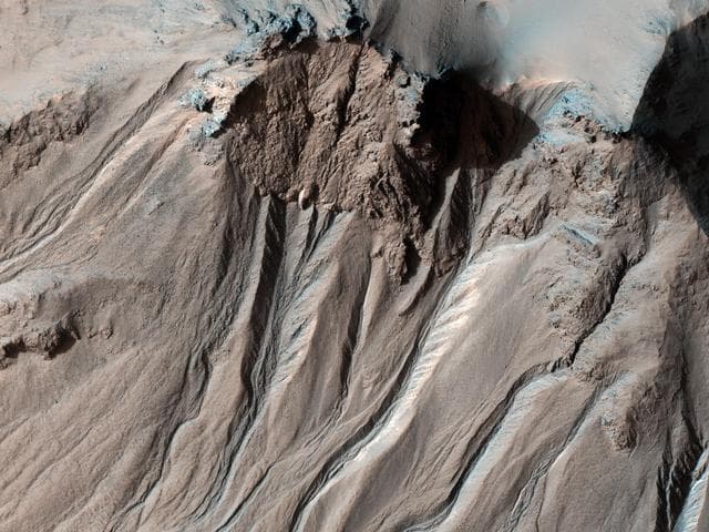 NASA image: Light-Toned Gully Materials on Hale Crater Wall