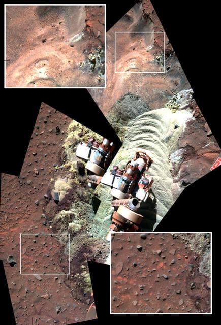 NASA image: Soil Disturbed by Spirit Drives Before Fourth Martian Winter False Color
