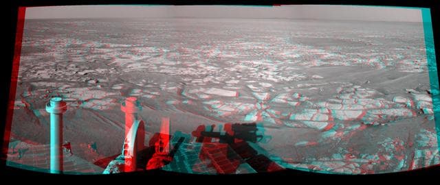NASA image: Opportunity Eastward View After Sol 2401 Drive Stereo