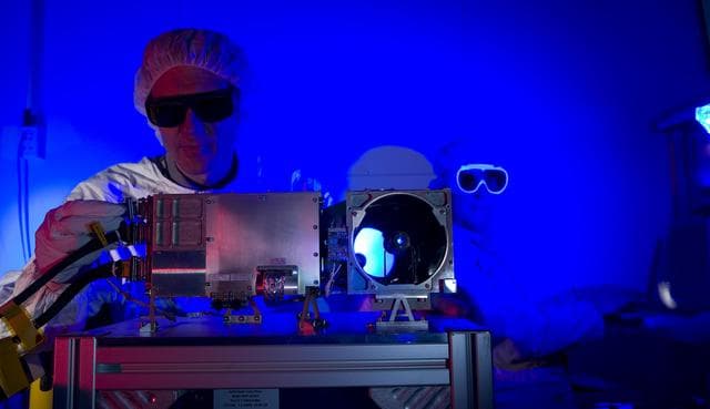 NASA image: ChemCam Mast Unit Being Prepared for Laser Firing
