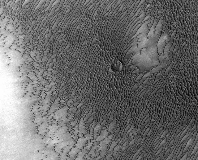 NASA image: Mars Odyssey All Stars: Dunes Engulf Crater