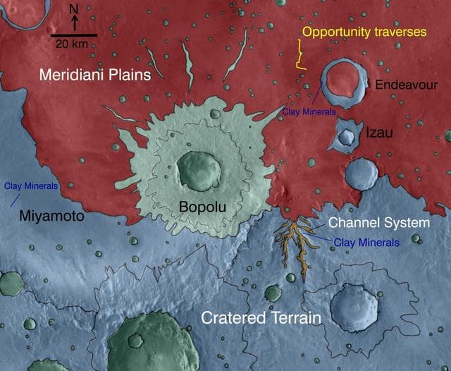 NASA image: Geologic Setting of Opportunity Traverse and Meridiani Planum