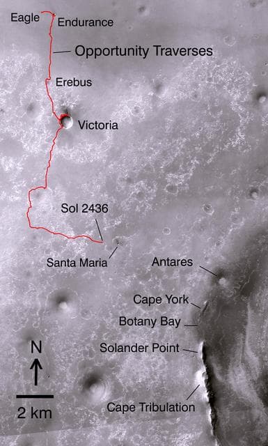 NASA image: Opportunity Path on Mars Through Sol 2436