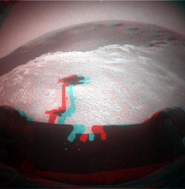 NASA image: Fisheye Stereo from Edge of Santa Maria Crater, Sol 2459