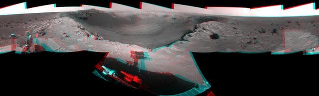 NASA image: View of Santa Maria Crater from Western Rim, Sol 2454 Stereo
