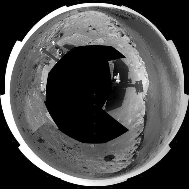 NASA image: View of Santa Maria Crater from Western Rim, Sol 2454 Polar