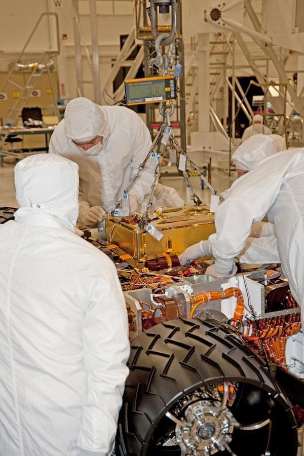 NASA image: Lowering SAM Instrument into Curiosity Mars Rover