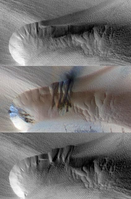 NASA image: Seasonal Changes in Northern Mars Dune Field