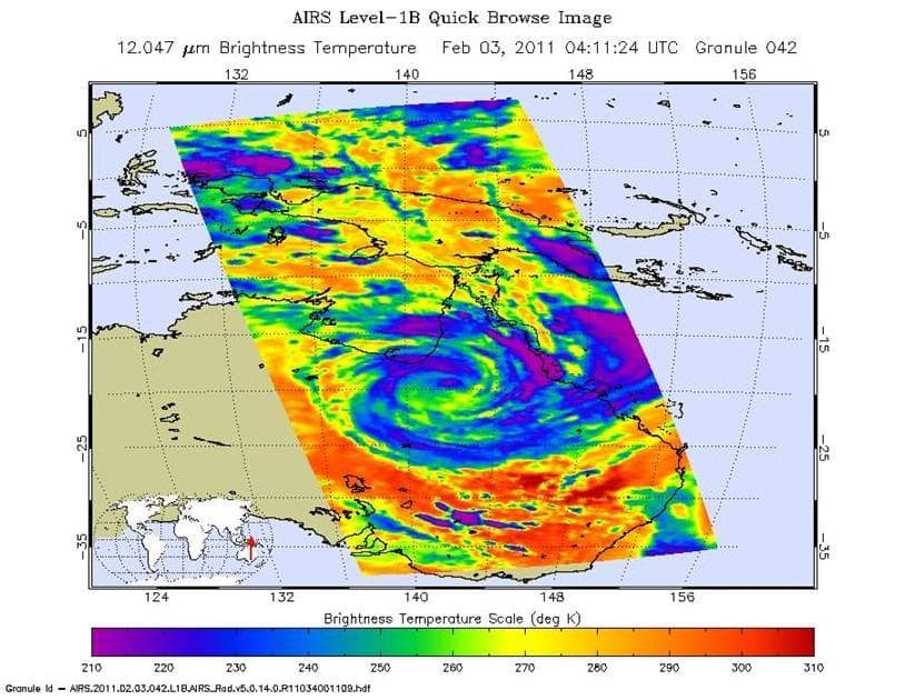 NASA image: Tropical Cyclone Yasi Spins Through Australia Interior