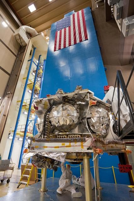 NASA image:  Juno Engine Cover Test Preparation