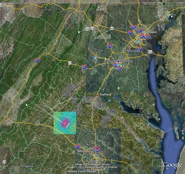 Computer Model Estimates Permanent Ground Motions from the Aug. 23, 2011 Magnitude 5.8 Virginia Earthquake