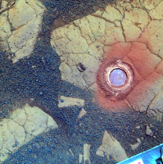 NASA image: Gagarin Rock Examined by Opportunity in 2005, False Color