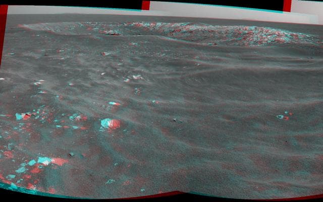 NASA image: Martian Freedom 7 Crater 50 Years After Freedom 7 Flight Stereo