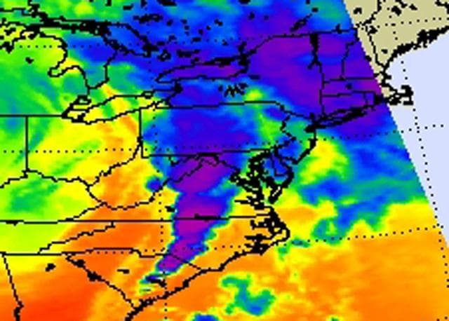 NASA image: NASA AIRS Instrument Images April 16, 2011 Severe Storm/Tornado Outbreak