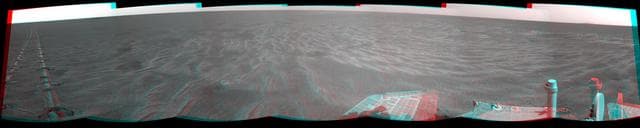 NASA image: Autonomous Hazard Checks Leave Patterned Rover Tracks on Mars Stereo
