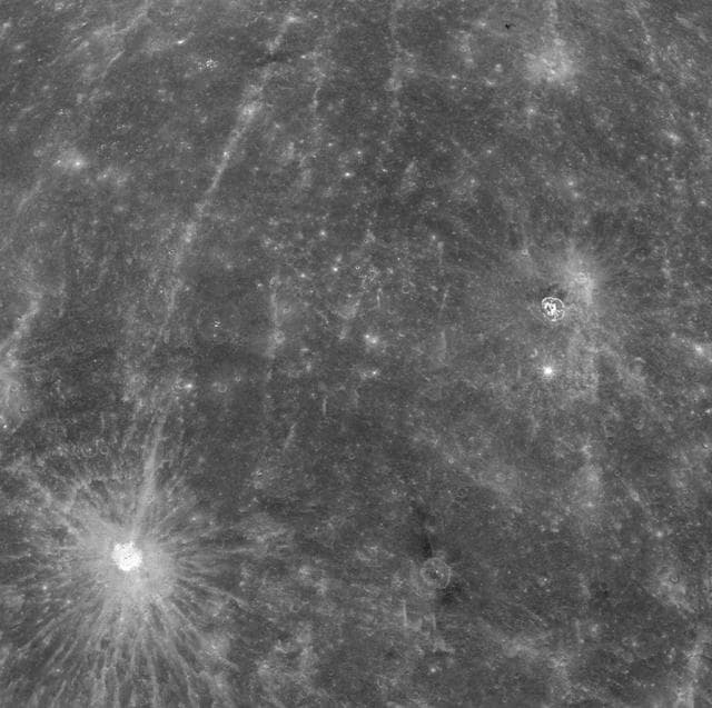 NASA image: Bright Rays of Kuiper and Dark Material Near Hitomaro