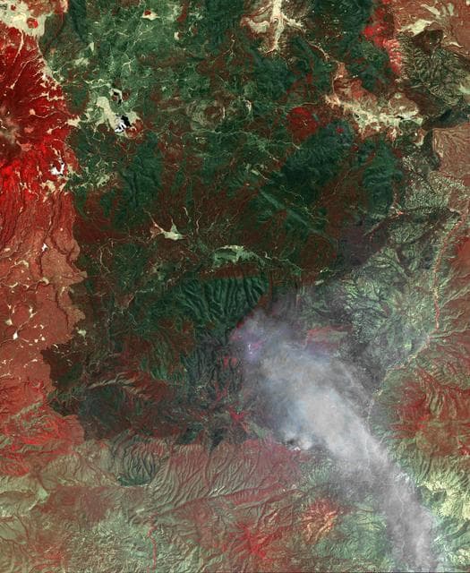 NASA image: NASA Spacecraft Monitors Continuing Burn of Arizona Largest-Ever Wildfire