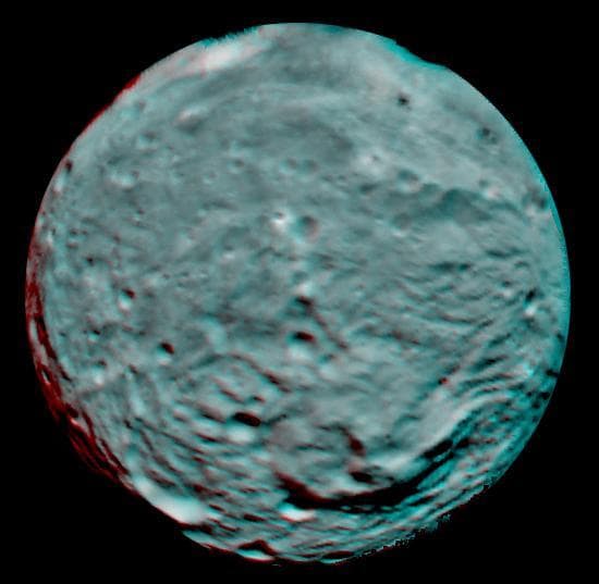 NASA image: Anaglyph Image of Vesta South Polar Region