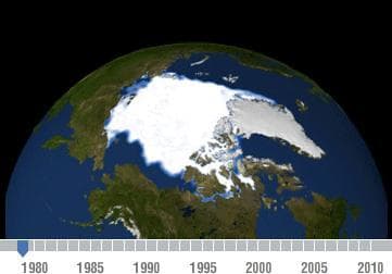 NASA image: Declining Arctic Sea Ice: 1979-2010