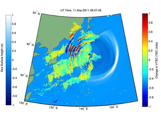 NASA image: NASA Sees Tohoku-Oki Earthquake and Tsunami in Earth Upper Atmosphere