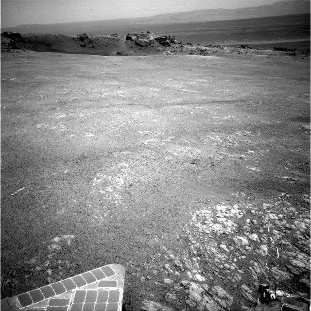 NASA image: Small Odyssey Crater on Rim of Huge Endeavour Crater