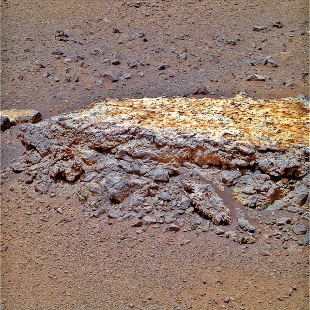 NASA image: Rock Tisdale 2 on Endeavour Crater Rim False Color