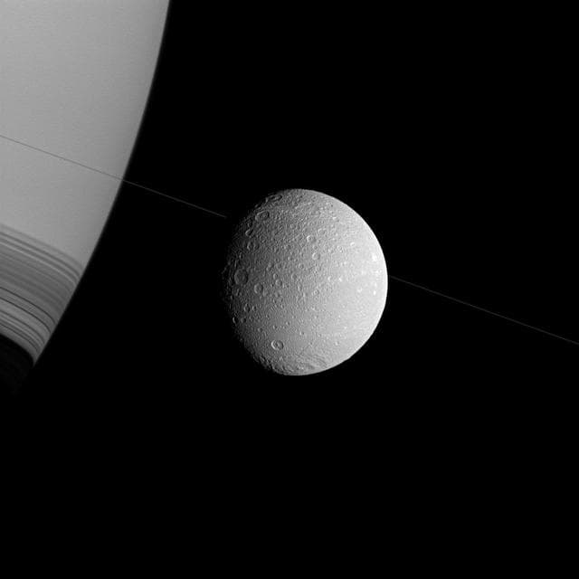NASA image: Dione on a Diagonal