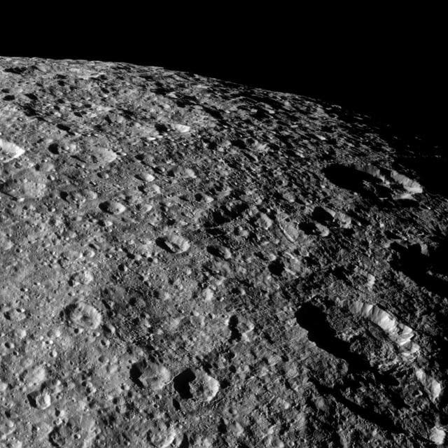 NASA image: Bombarded Rhea