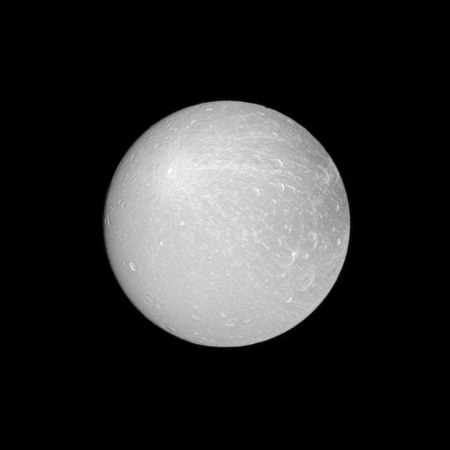 NASA image: Dione Ray Crater