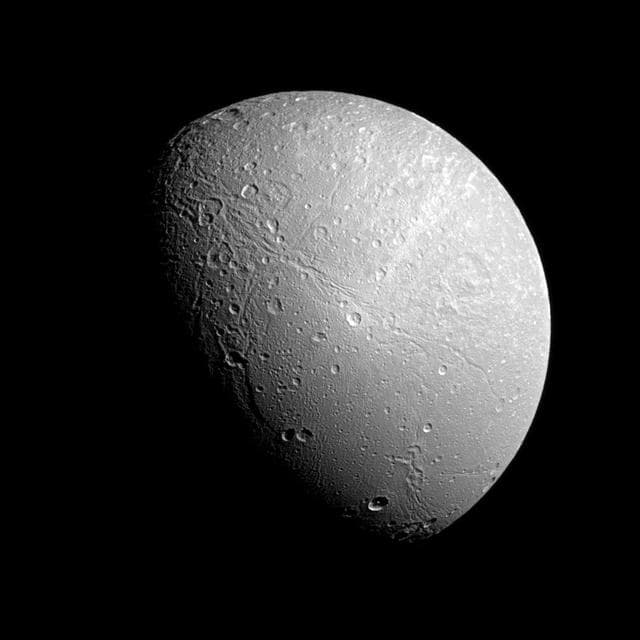 NASA image: Wispy Terrain on Dione