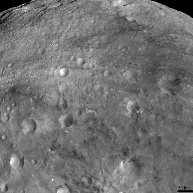 NASA image: Bright and Dark Material on Vesta