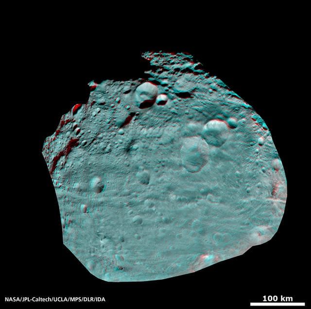 NASA image: Vesta Surface in 3-D: An Ancient, Cratered Surface