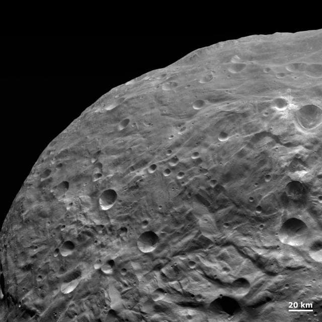 NASA image: Impacts and Grooves on Vesta